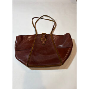 Claudia Firenze Italian Leather Brown Tote Vintage Minimalist Work Bag
